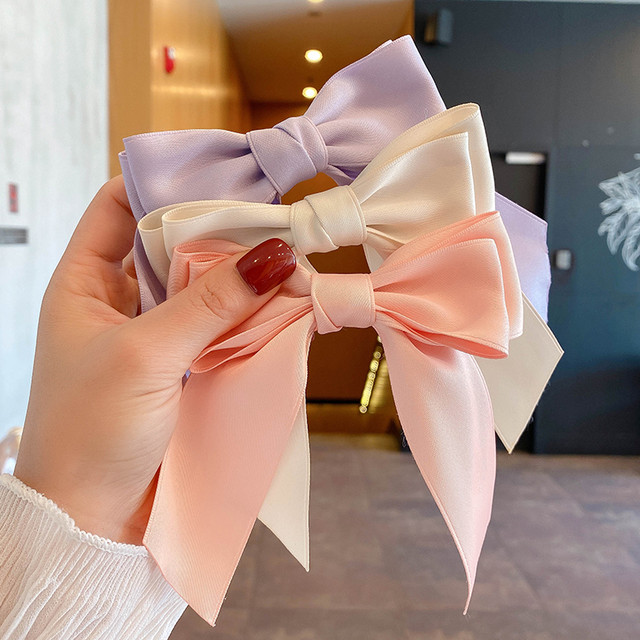 Korea Ribbon Bow Hair Clip Black Cute Hair Bows Hairpins Women Elegant  Barrette Girls Bowknot Hair